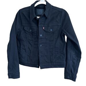 Levi's Women's Original Trucker Jacket Black Slim Fit Denim 299450038 Sz S